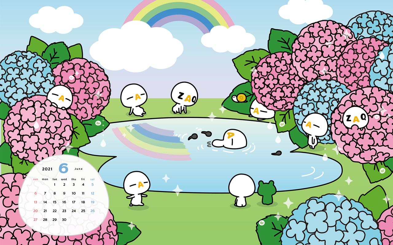 ざっくぅカレンダーつき壁紙6月 ざっくぅパーク Zaq
